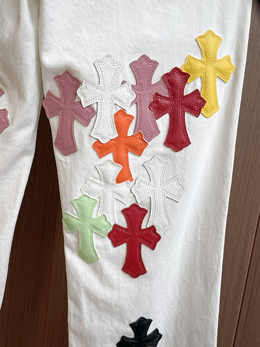 クロムハーツ ズボンの後ろパッチワークウォッシュジーンズ