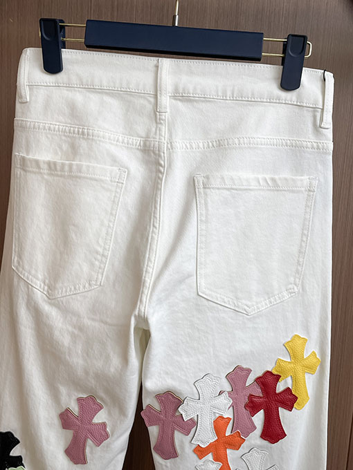 クロムハーツ ズボンの後ろパッチワークウォッシュジーンズ