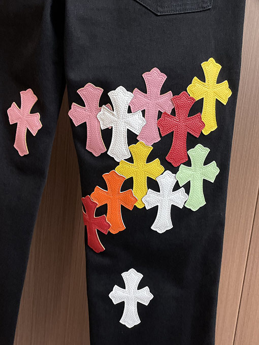 クロムハーツ ズボンの後ろパッチワークウォッシュジーンズ