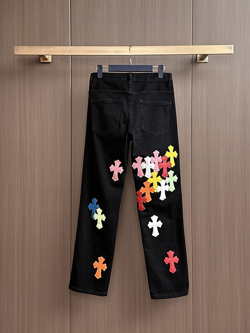 クロムハーツ ズボンの後ろパッチワークウォッシュジーンズ