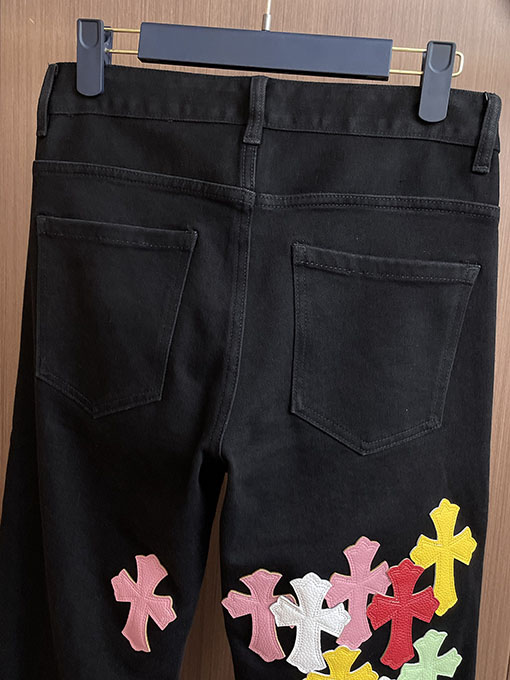 クロムハーツ ズボンの後ろパッチワークウォッシュジーンズ
