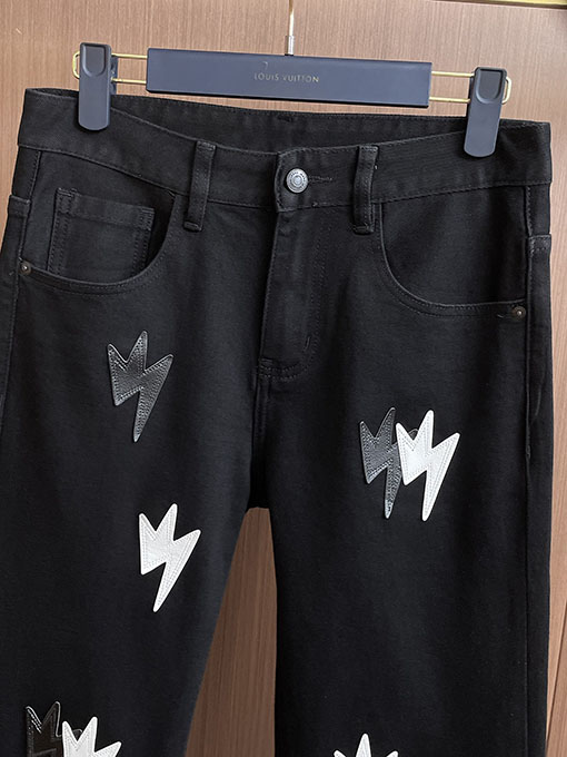 クロムハーツ 新しいヘビーウェイトパッチワークウォッシュデニムジーンズ