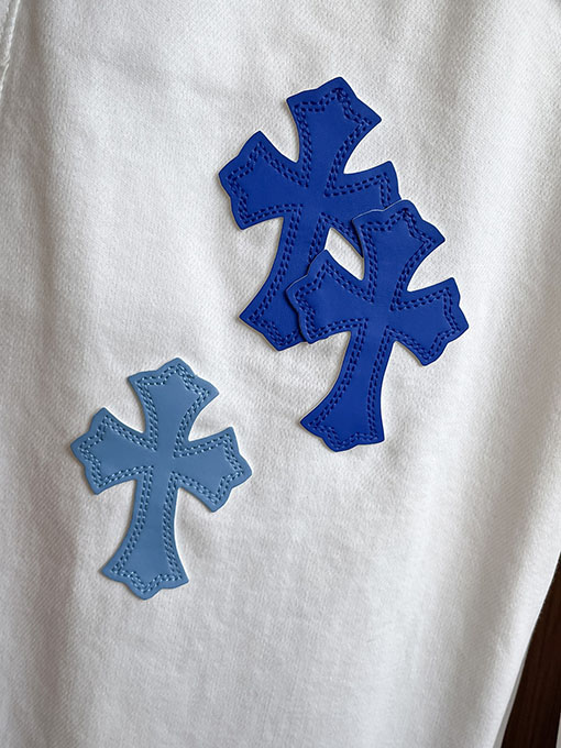 クロムハーツコピー ブルーのパッチワーク刺繍りウォッシュデニムジーンズ