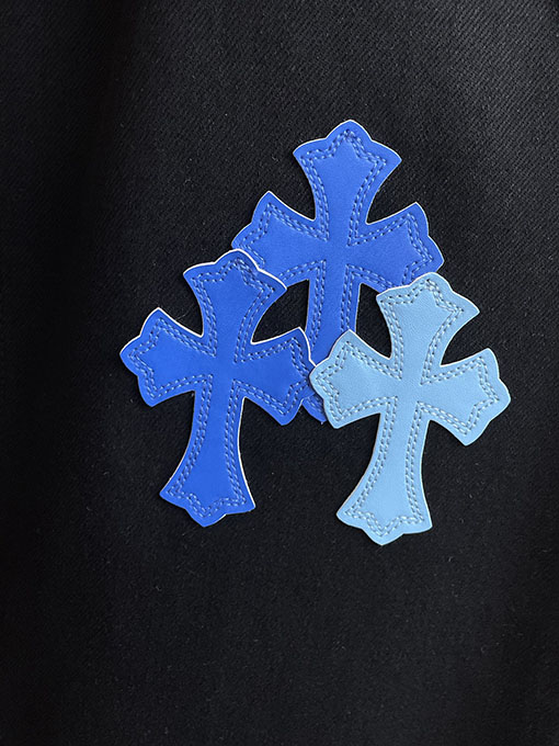 クロムハーツコピー ブルーのパッチワーク刺繍りウォッシュデニムジーンズ