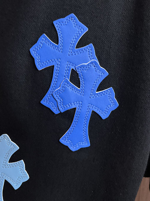 クロムハーツコピー ブルーのパッチワーク刺繍りウォッシュデニムジーンズ