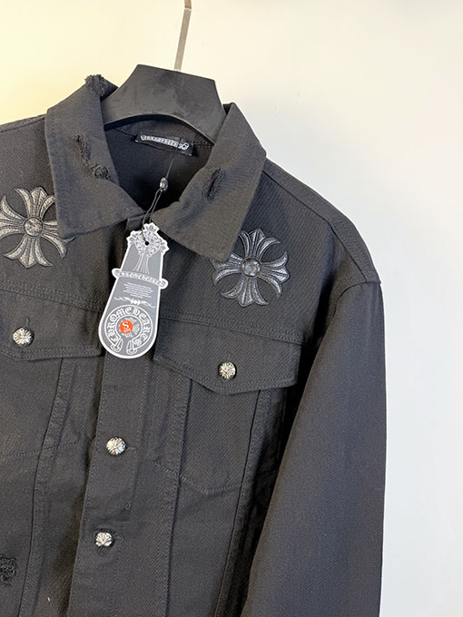 クロムハーツ ランウェイスタイルの高級カスタムジャカードデニムジャケット