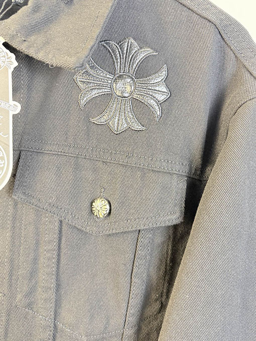 クロムハーツ ランウェイスタイルの高級カスタムジャカードデニムジャケット