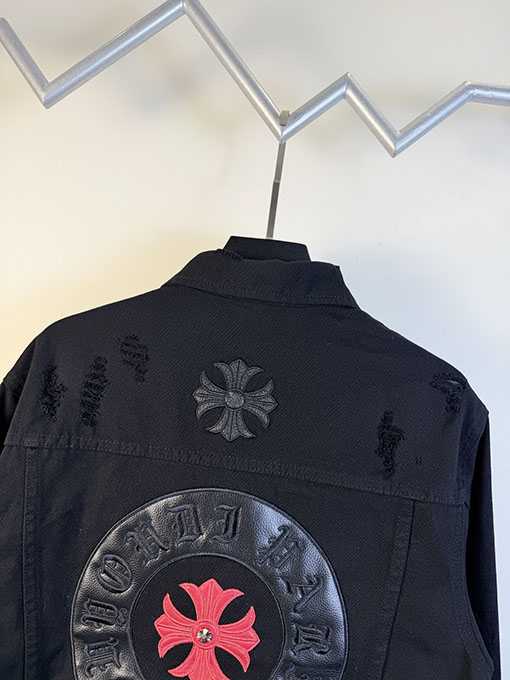 クロムハーツ ランウェイスタイルの高級カスタムジャカードデニムジャケット