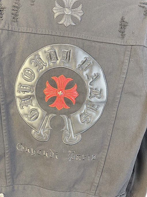 クロムハーツ ランウェイスタイルの高級カスタムジャカードデニムジャケット