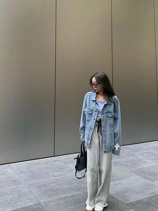 クロムハーツスーパーコピー サンスクリット刺繍クロス柄デニムジャケット