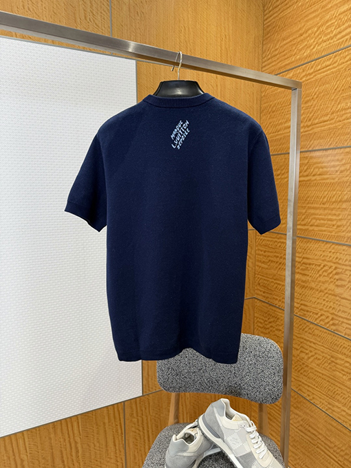 ルイヴィトンコピー モノグラムジャカード柄クルーネックニット半袖Tシャツ