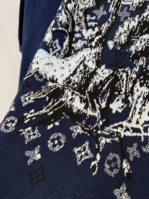 ルイヴィトンコピー モノグラムジャカード柄クルーネックニット半袖Tシャツ