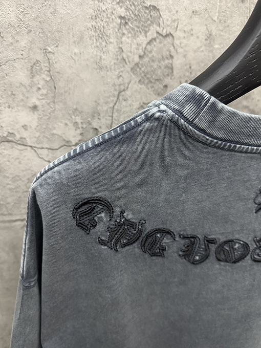 クロムハーツスーパーコピー アメリカンスタイルのウォッシュアップリケ刺繍半袖Tシャツ