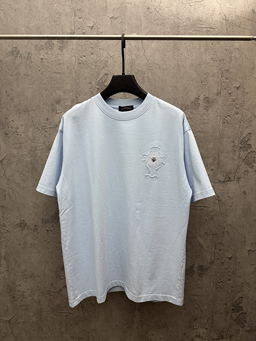 クロムハーツ アメリカンスタイルのレーザー刺繍カップル半袖Tシャツ