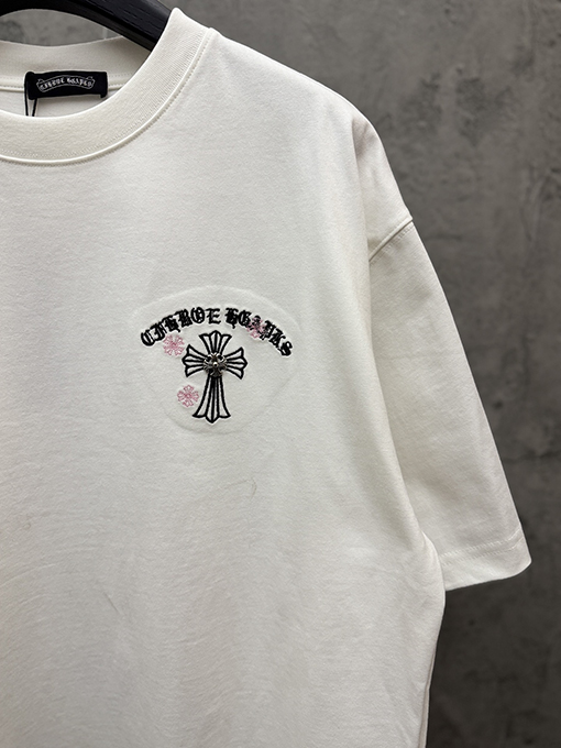 クロムハーツ 新モデルアメリカンスタイルのレーザー刺繍カップル半袖Tシャツ