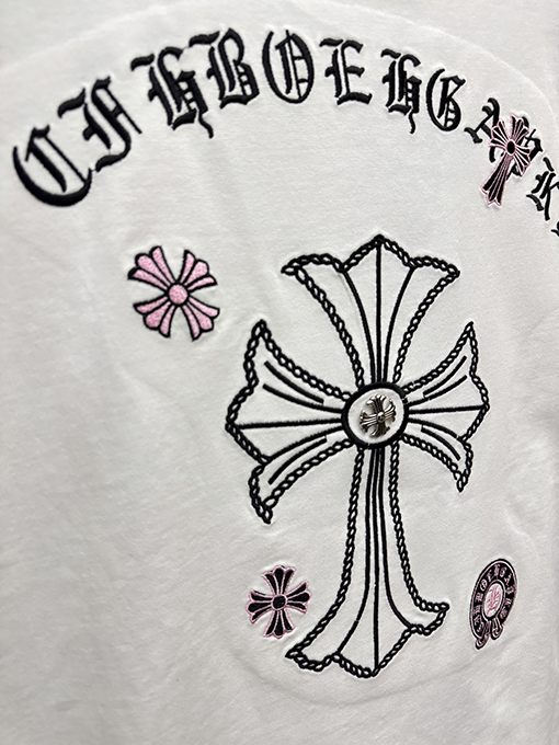 クロムハーツ 新モデルアメリカンスタイルのレーザー刺繍カップル半袖Tシャツ