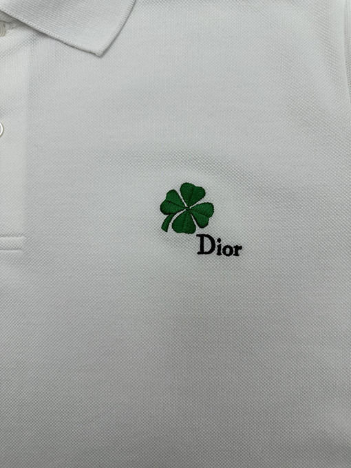 ディオールスーパーコピー Dior Clover刺繍柄半袖ポロシャツ