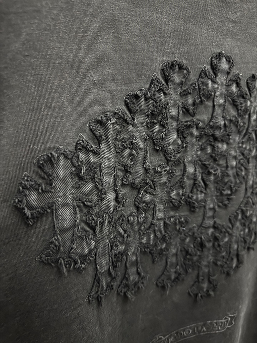 クロムハーツ アメリカンスタイルのウォッシュドデニムパッチ刺繍カップル半袖Tシャツ