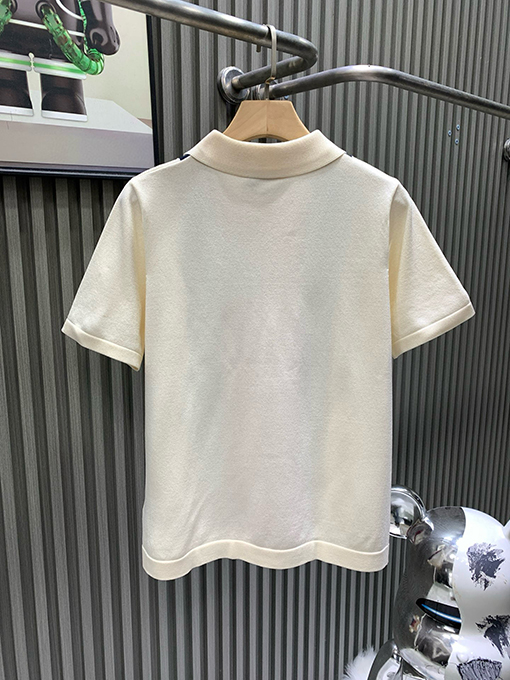 グッチ シルケットコットンニットの襟付き半袖ポロシャツ