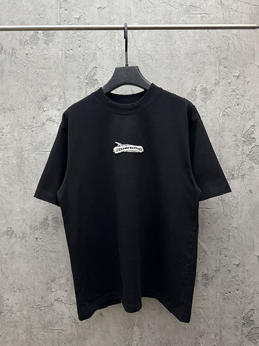 クロムハーツスーパーコピー 新作アップリケクロスステッチタッセル半袖Tシャツ