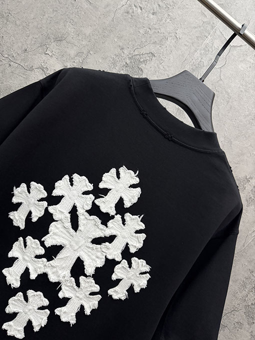 クロムハーツスーパーコピー 新作アップリケクロスステッチタッセル半袖Tシャツ