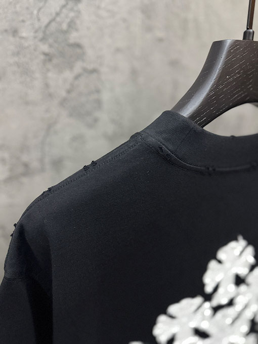 クロムハーツスーパーコピー 新作アップリケクロスステッチタッセル半袖Tシャツ