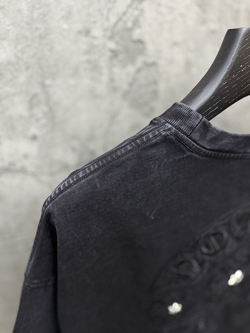 クロムハーツ クラシックなアメリカンスタイルのウォッシュアップリケ刺繍半袖Tシャツ