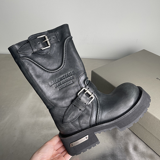 バレンシアガ Balenciaga Venom カーフスキンラウンドトゥバックルアンクルブーツ