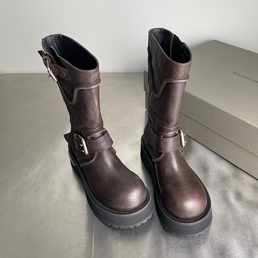 バレンシアガ Balenciaga Venom カーフスキンラウンドトゥバックルアンクルブーツ