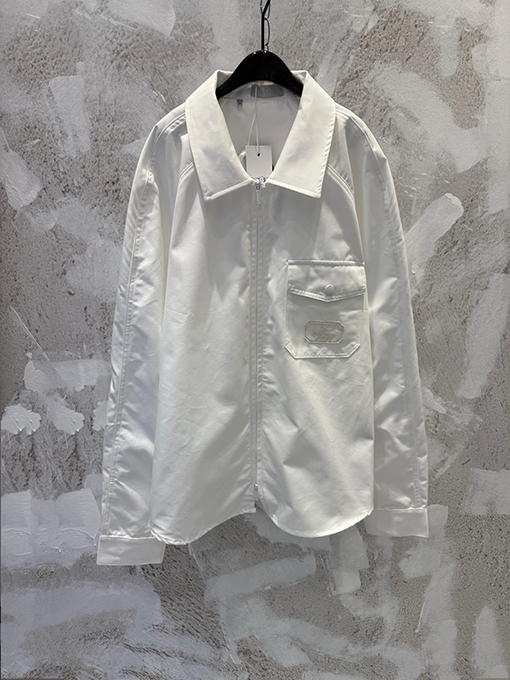 ディオール Dior For My Real Friends ホワイトの軽量コットンジップアップシャツジャケット