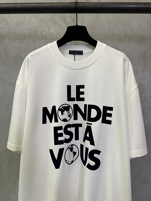 ルイヴィトン ミラーロゴ フロックプリント ヘビーウェイト 半袖Tシャツ