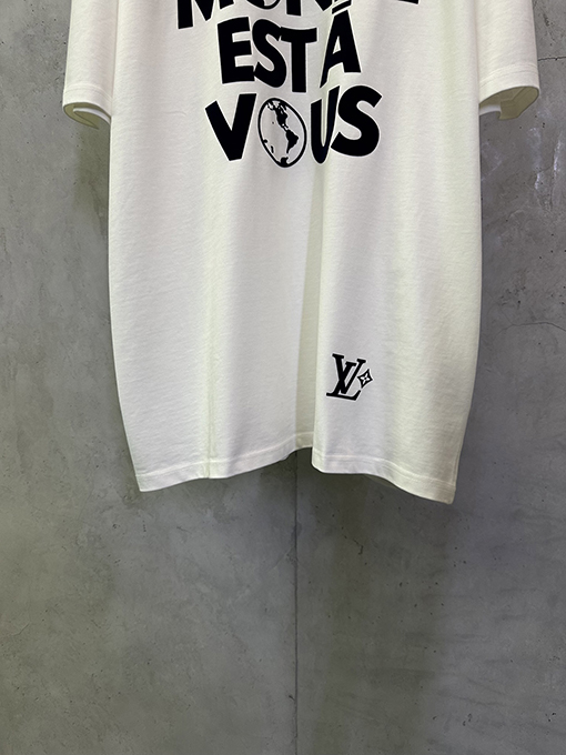 ルイヴィトン ミラーロゴ フロックプリント ヘビーウェイト 半袖Tシャツ