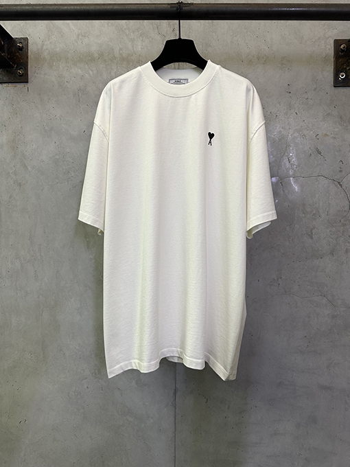 アミ ハートプリントのヘビーウェイト半袖Tシャツ