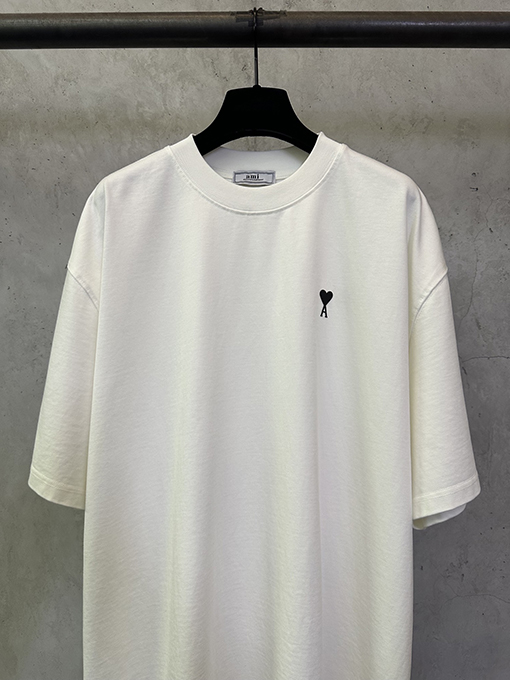 アミ ハートプリントのヘビーウェイト半袖Tシャツ