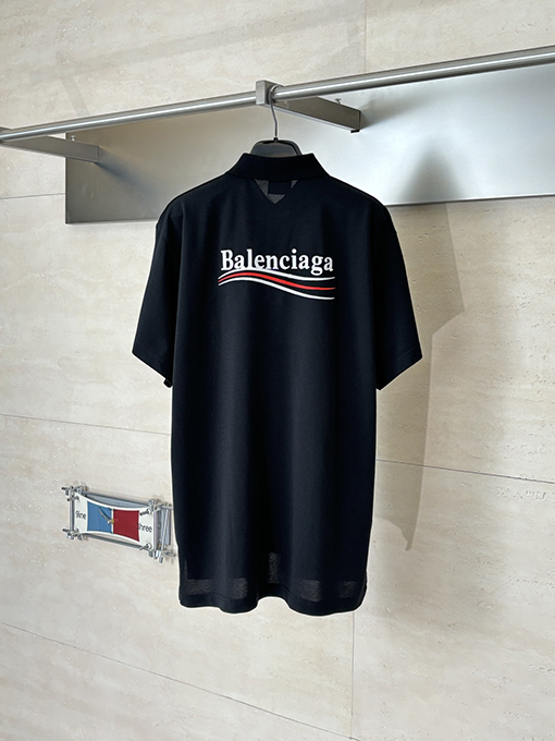 バレンシアガ Balenciaga Political Campaign ロゴボタン半袖ポロシャツ