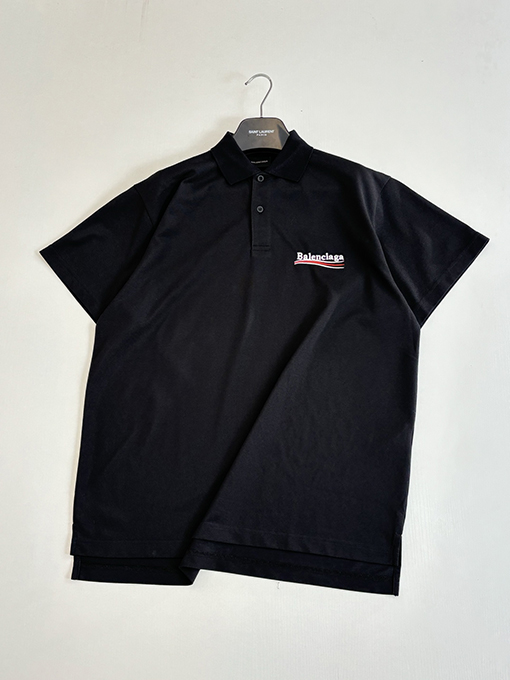 バレンシアガ Balenciaga Political Campaign ロゴボタン半袖ポロシャツ