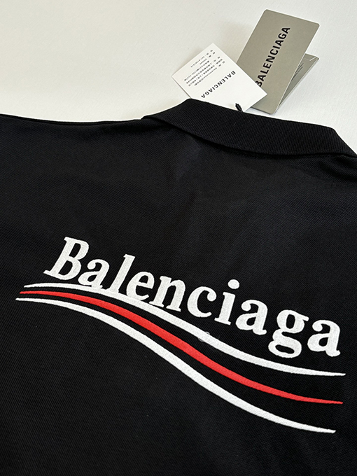 バレンシアガ Balenciaga Political Campaign ロゴボタン半袖ポロシャツ