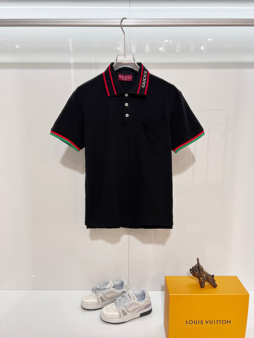 グッチ GUCCI カラーブロックの襟付き半袖ポロシャツ