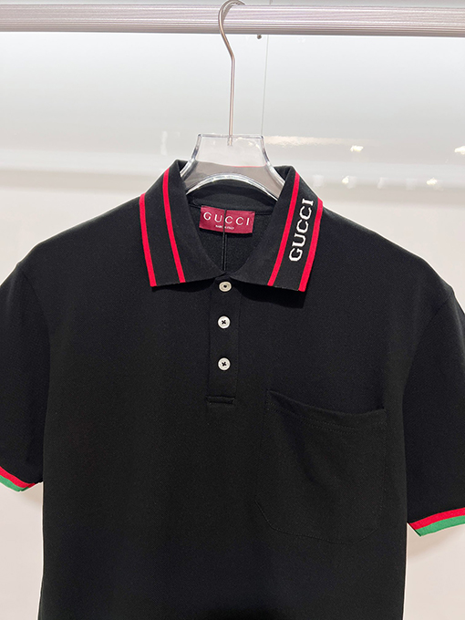 グッチ GUCCI カラーブロックの襟付き半袖ポロシャツ
