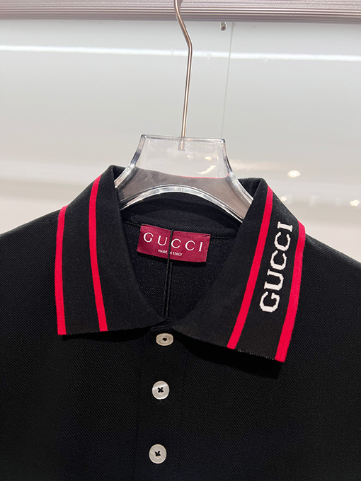 グッチ GUCCI カラーブロックの襟付き半袖ポロシャツ