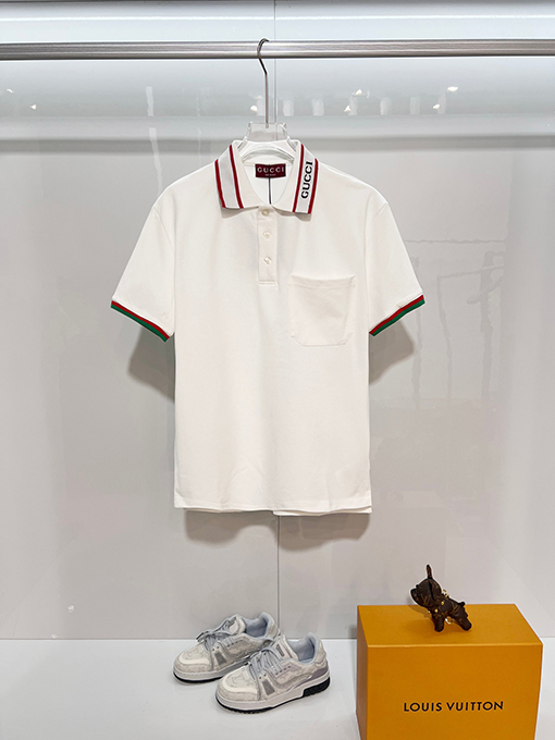 グッチ GUCCI カラーブロックの襟付き半袖ポロシャツ