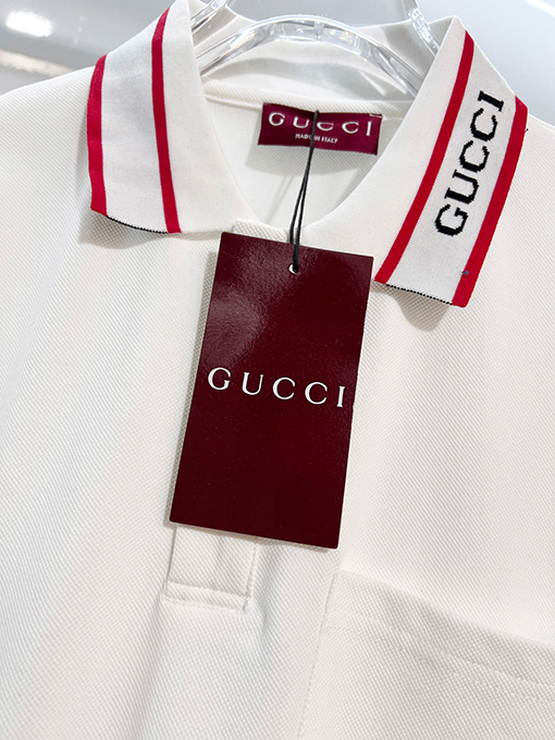 グッチ GUCCI カラーブロックの襟付き半袖ポロシャツ