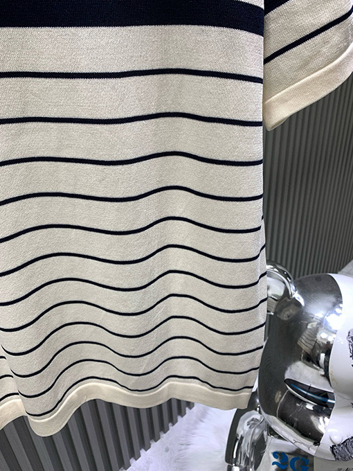 グッチコピー GUCCI 新作ストライプカラーブロックニット半袖襟付きポロシャツ