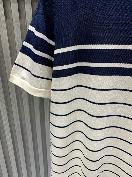 グッチコピー GUCCI 新作ストライプカラーブロックニット半袖襟付きポロシャツ