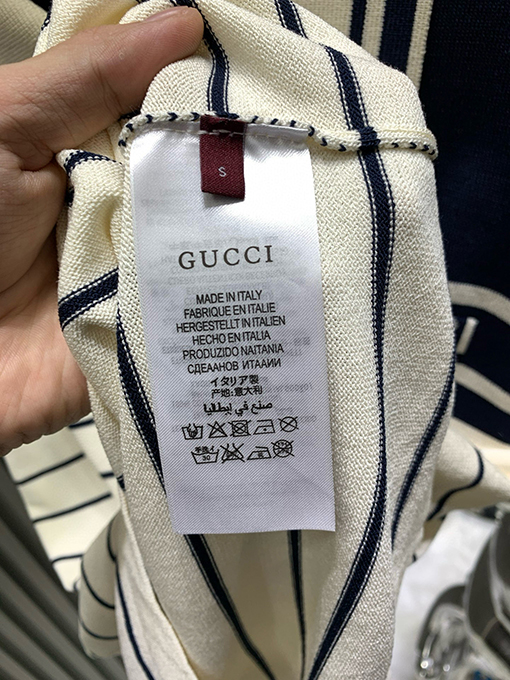 グッチコピー GUCCI 新作ストライプカラーブロックニット半袖襟付きポロシャツ