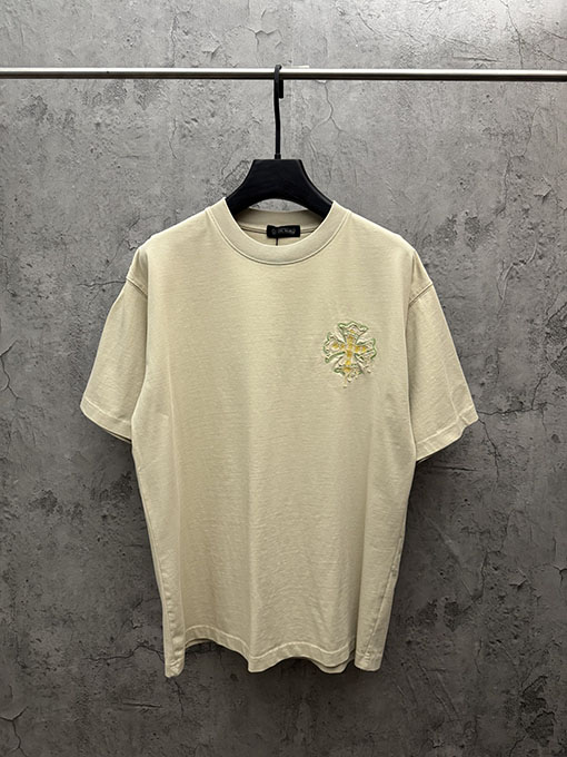 クロムハーツ アメリカンスタイルのレーザー彫刻アップリケ半袖Tシャツ