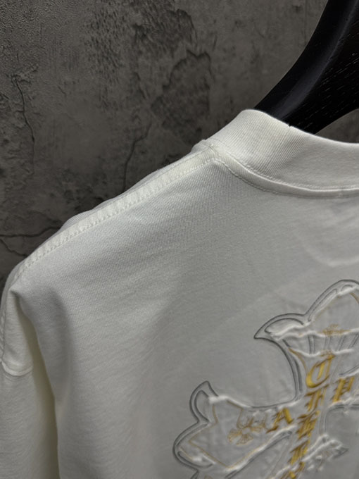 クロムハーツ アメリカンスタイルのレーザー彫刻アップリケ半袖Tシャツ