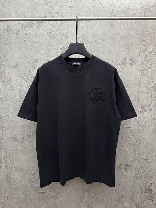 クロムハーツ 新モデルアメリカンスタイルのレーザーカットアップリケ刺繍のカップル半袖Tシャツ