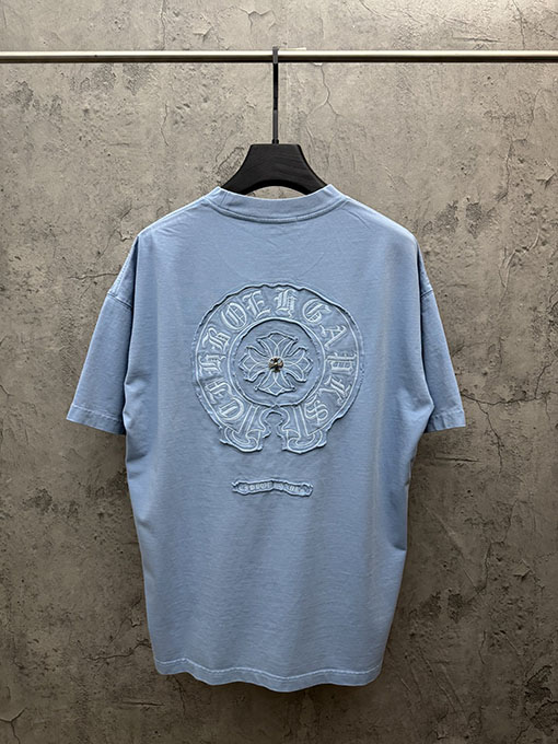 クロムハーツ 新モデルアメリカンスタイルのレーザーカットアップリケ刺繍のカップル半袖Tシャツ