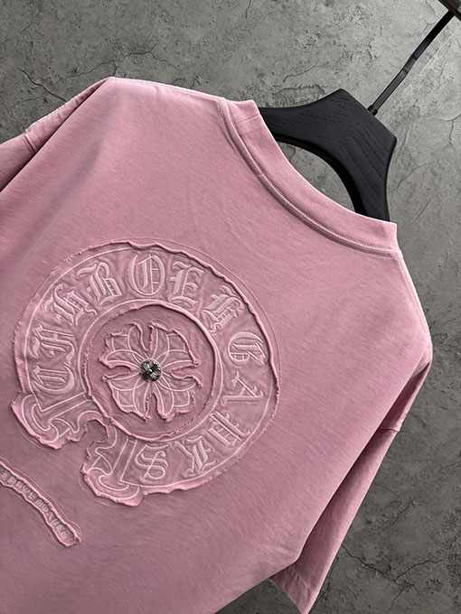 クロムハーツ 新モデルアメリカンスタイルのレーザーカットアップリケ刺繍のカップル半袖Tシャツ